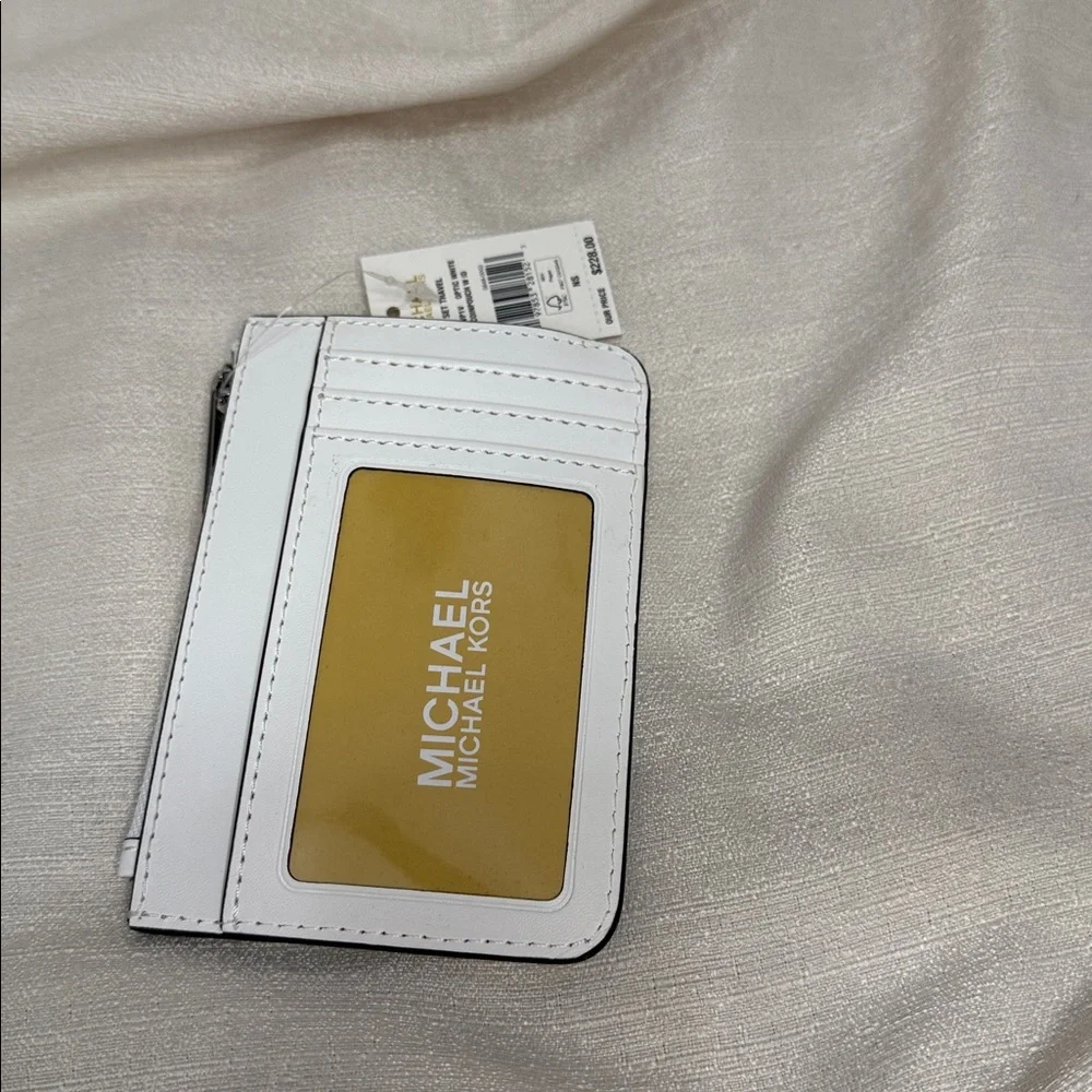Michael Kors Optic White Jet Set Travel Quilted Coin Pouch Wallet